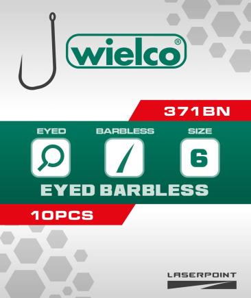 [FW4371-14] Wielco Laser Point 371BN Eyed Barbless Hooks 10pcs. 14