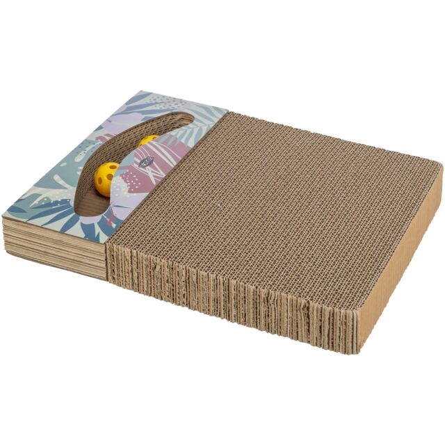 Krabkarton met ballen, catnip, 38 × 5 × 30 cm, meerkleurig