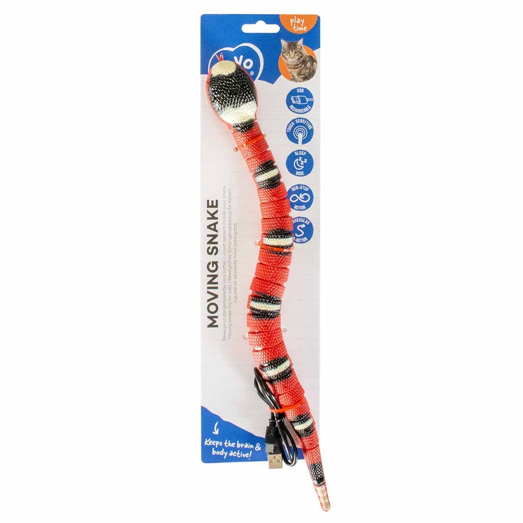 [15462] Moving snake kattenspeeltje 38x3,5x3cm rood