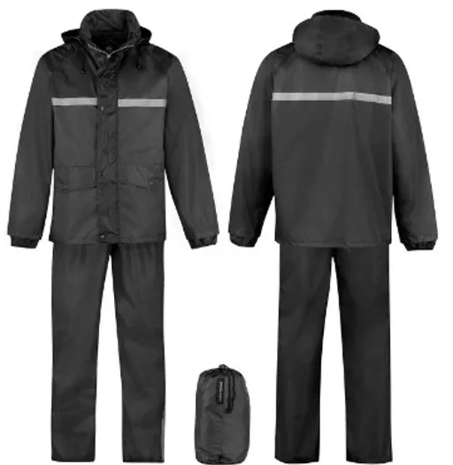Regenpak met Reflectie streep Zwart, M