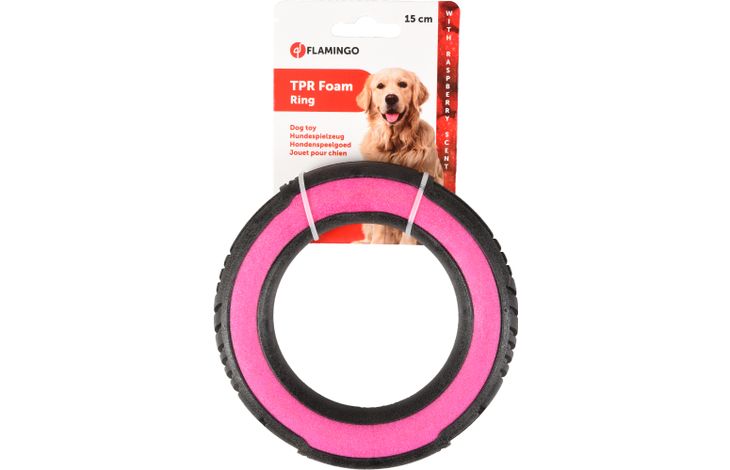 HS FOAM LIVIA RING GEUR FRAMBOOS ROZE/ZWART 15CM