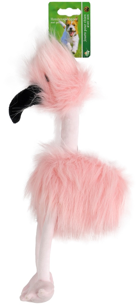 Boon hond speelgoed fluffy bird roze/zwart + piep 35cm