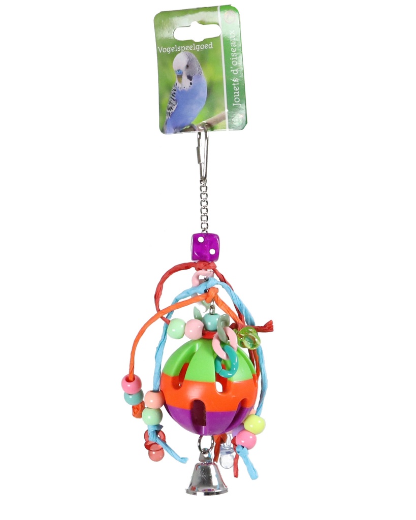 [020 1500] Boon bal + bel + raffia + kralen 23cm