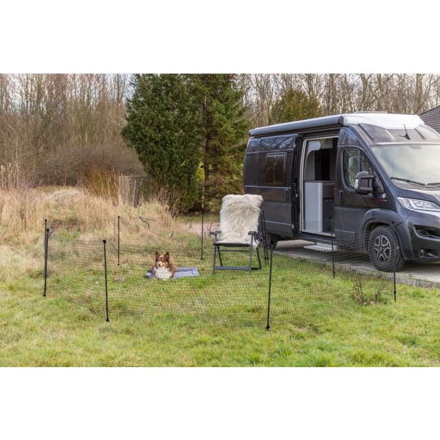 Mobiele hondenomheining, 15 m, zwart