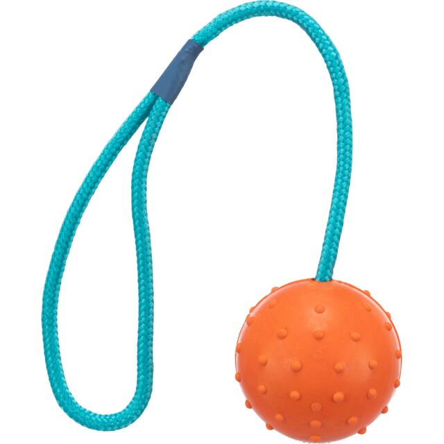 [3305] Bal aan koord, natuurrubber, ø 6/30 cm, petrol/oranje