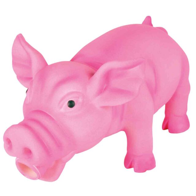 [35490] Varken, dierenstem, latex/polyestervlies, 17 cm, pink