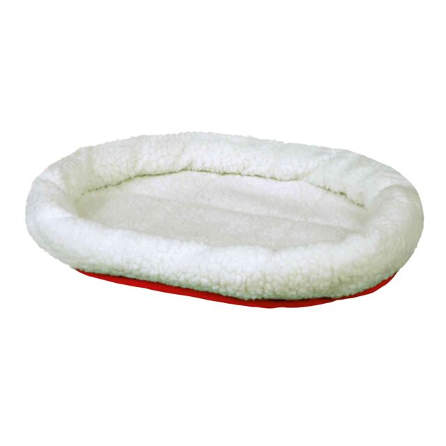 Mand, rond, 47 × 38 cm, wolwit/rood