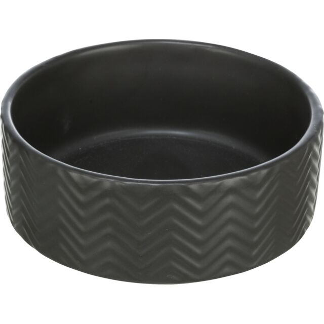[25020] Voer/waterbak, keramiek, 0,4 l/ø 13 cm, zwart