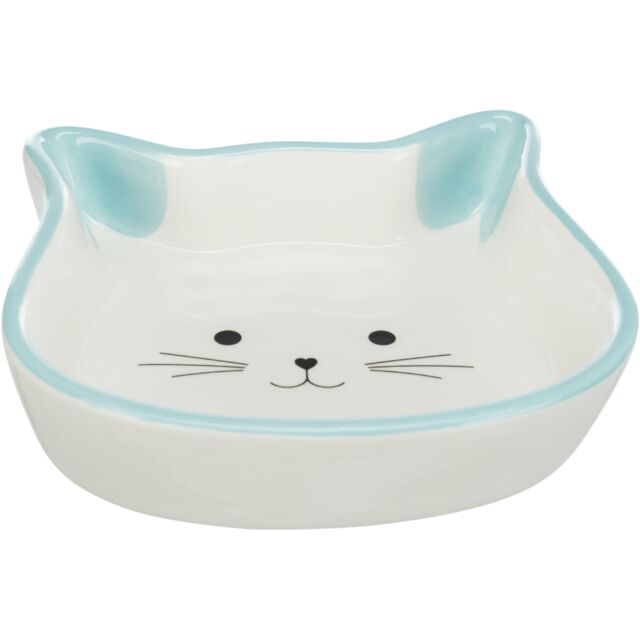 [24497] Voer/waterbak, kattenhoofd, keramiek, 0,25 l/12 × 12 cm, diverse
