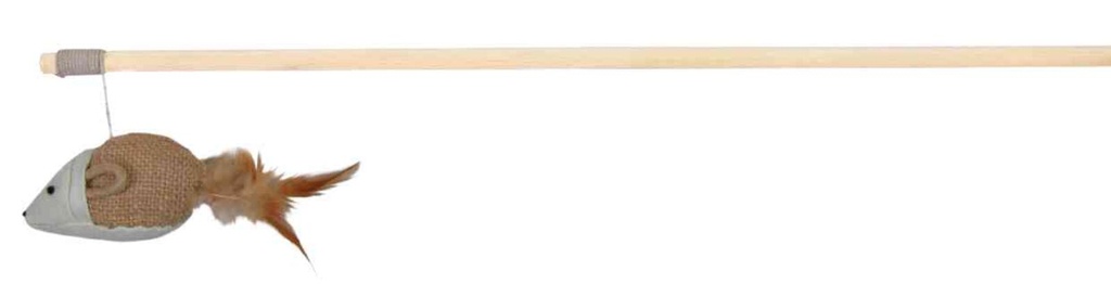Speelhengel vlinder, veer/hout/jute, catnip, 45 cm
