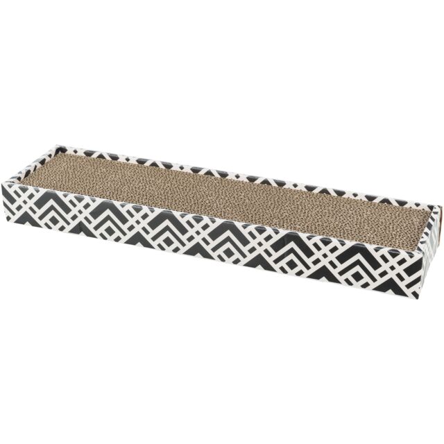 Krabkarton Scratchy, catnip, 48 × 5 × 13 cm, zwart/wit