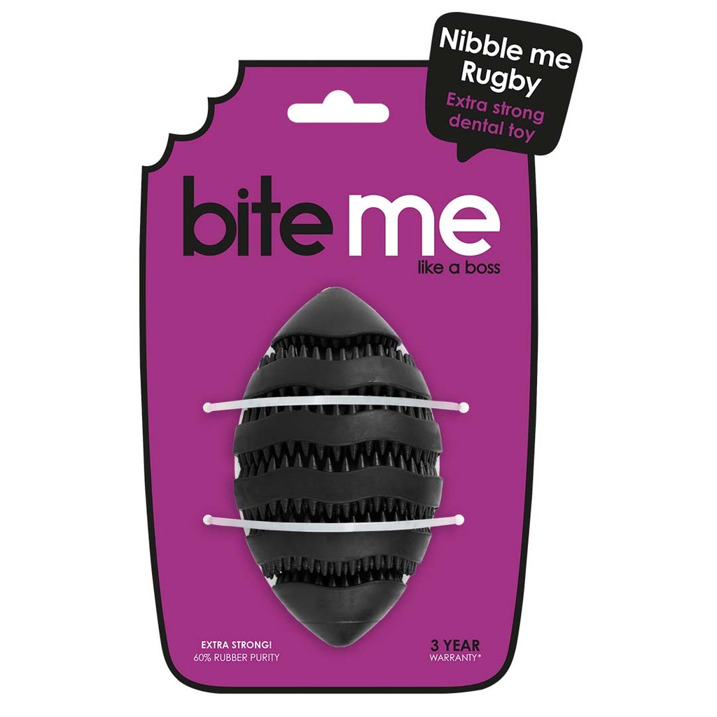 Snackspeeltje Nibble me Rugby L-15x8.6x8.6cm zwart