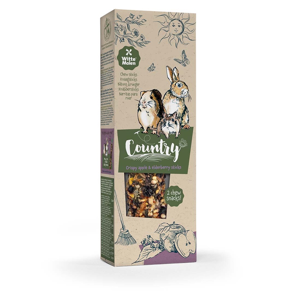 Country Knaagsticks vlierbes-appel 2st-110g