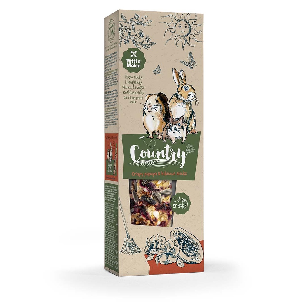 Country Knaagsticks papaja hibiscus 2st-110g