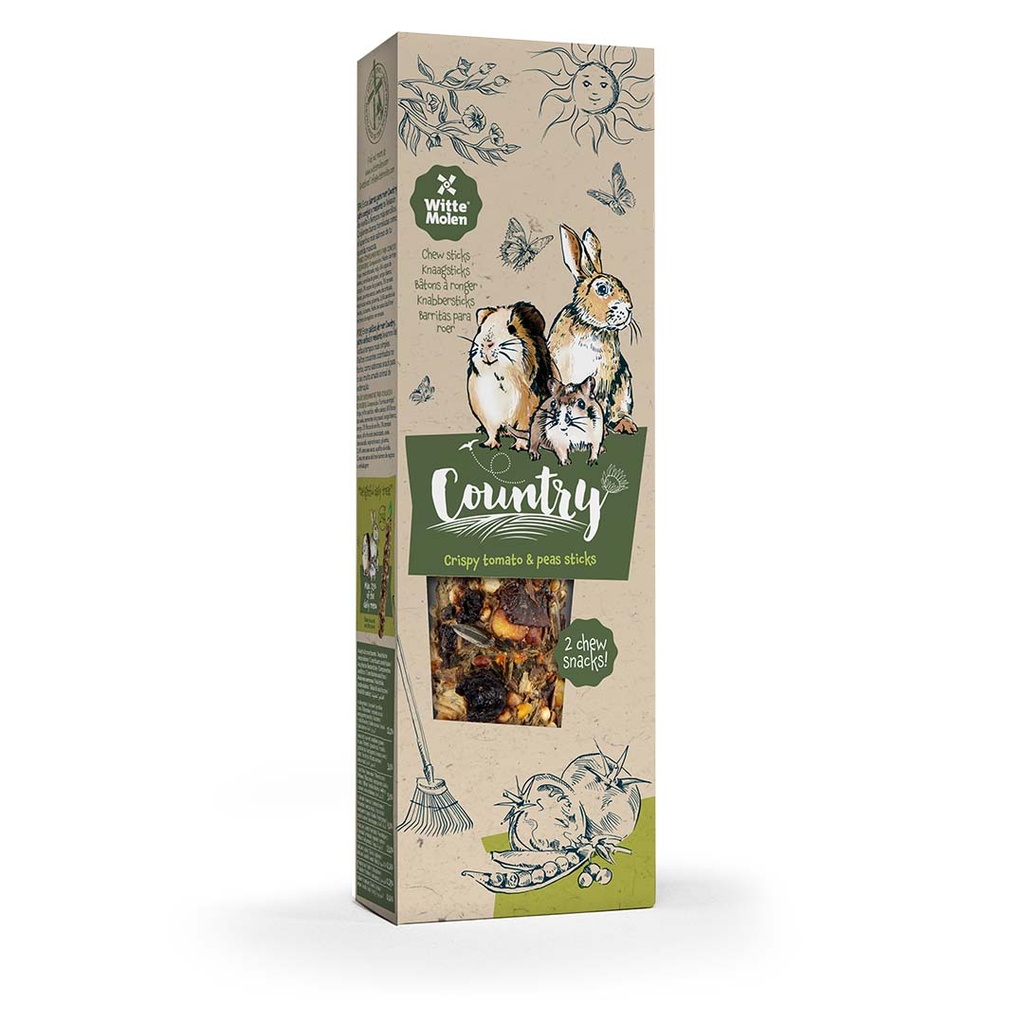 Country Knaagsticks tomaat erwt 2st-180g