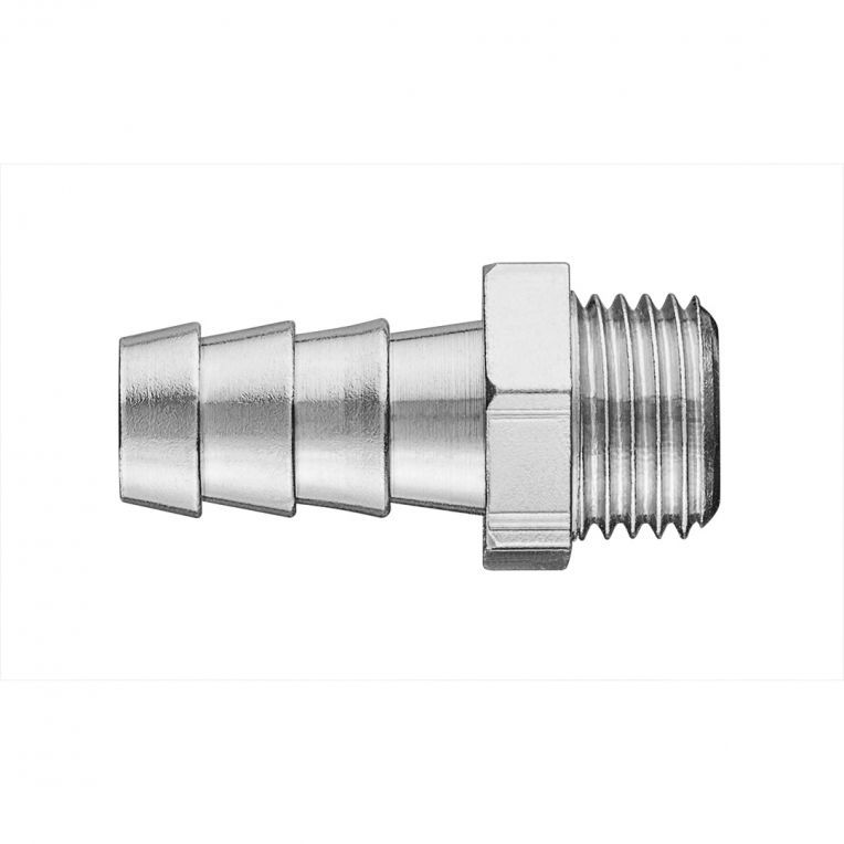 Nippel met slang verbindstuk 10mm 1/4' buitendraad, 0-16 Bar, CE