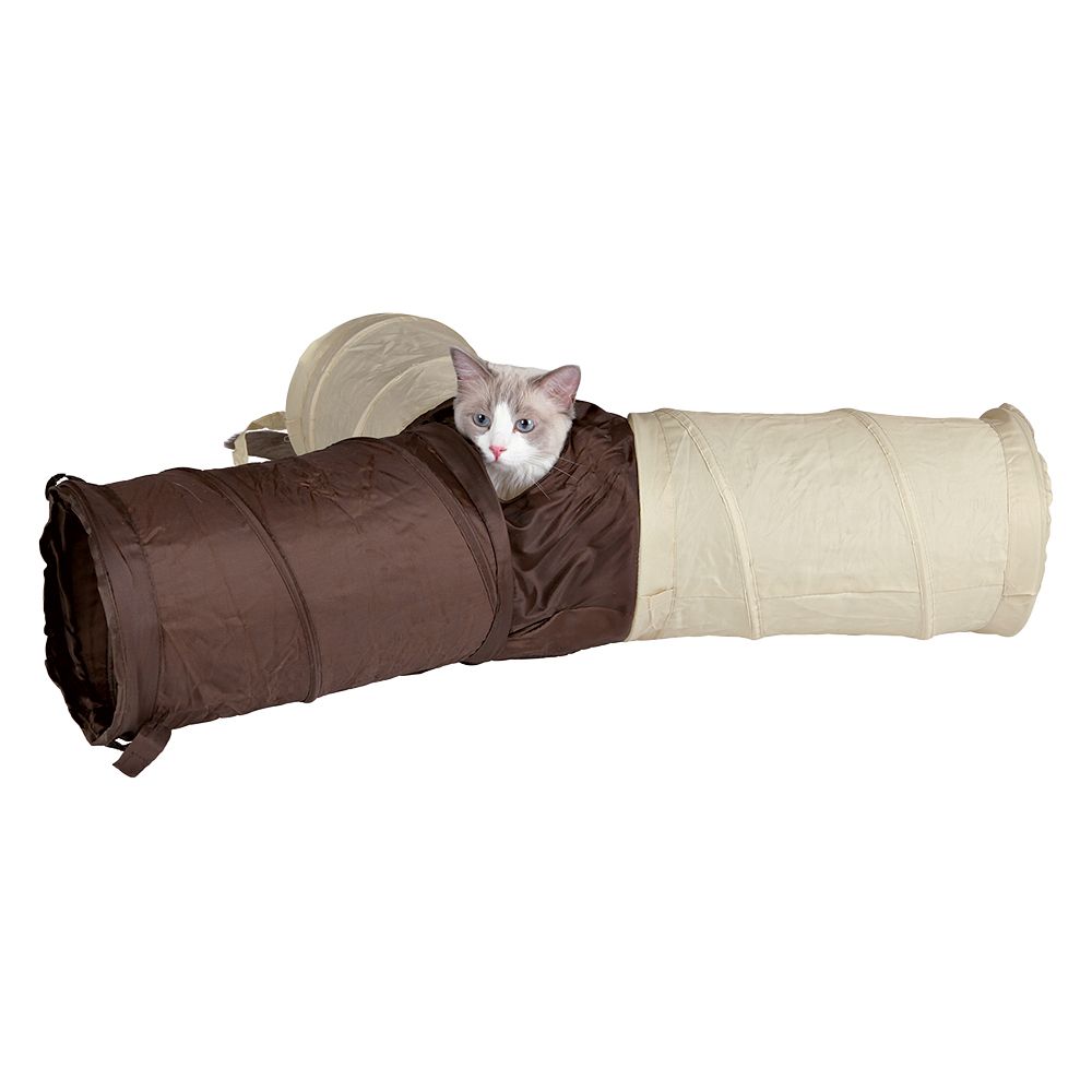 [4305] Speeltunnel, 4 ingangen + spiraalveer, nylon, 3 × ø 22 × 50 cm, donkergrijs/lich