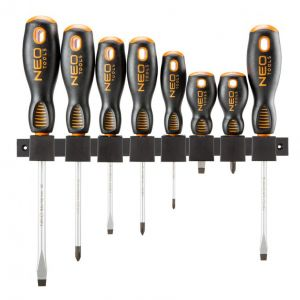 Schroevendraaierset 8 Delig Met Muurhouder Magnetisch, S2 Staal Staal, Pro Grip,