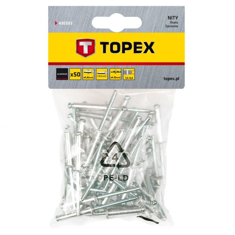 Popnagels 4,8x12,5mm 50 Stuks Verpakking, Aluminium