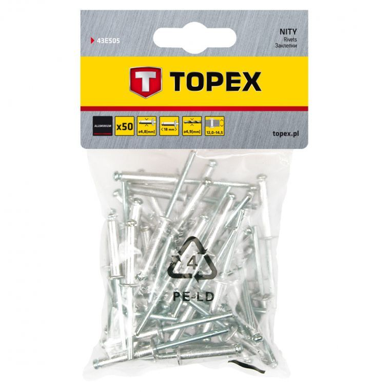 Popnagels 4,8x18mm 50 Stuks Verpakking, Aluminium