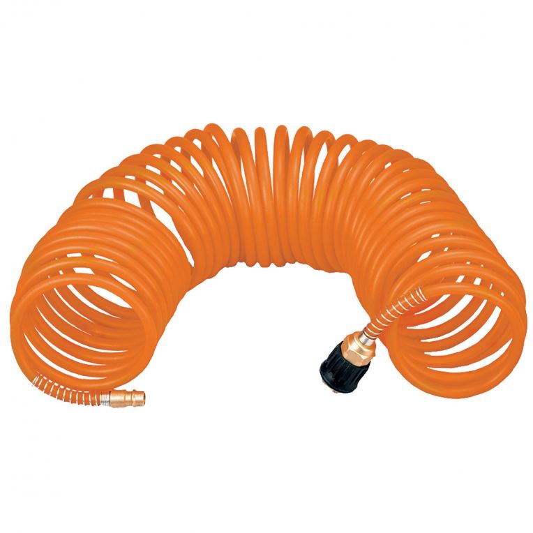 Luchtspiraalslang 15mtr 8mm, Nylon, Krulslang, Incl Koppelingen