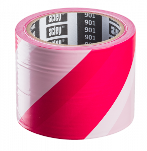 [0370-010008] AFZETBAND  ROOD/WIT 100mtr rol