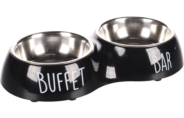 [BR_203499] # Eetpot divar duo dinner met print bar-buffet zwart S 11cm 2x230 ml