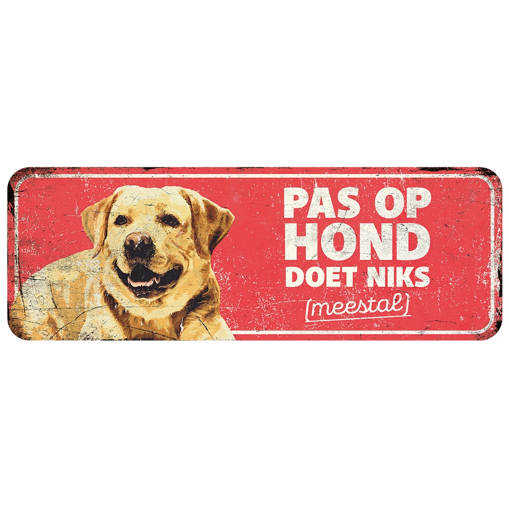 [BR_214458] Waarschuwingsbord labrador nl 40x13x0,3cm rood