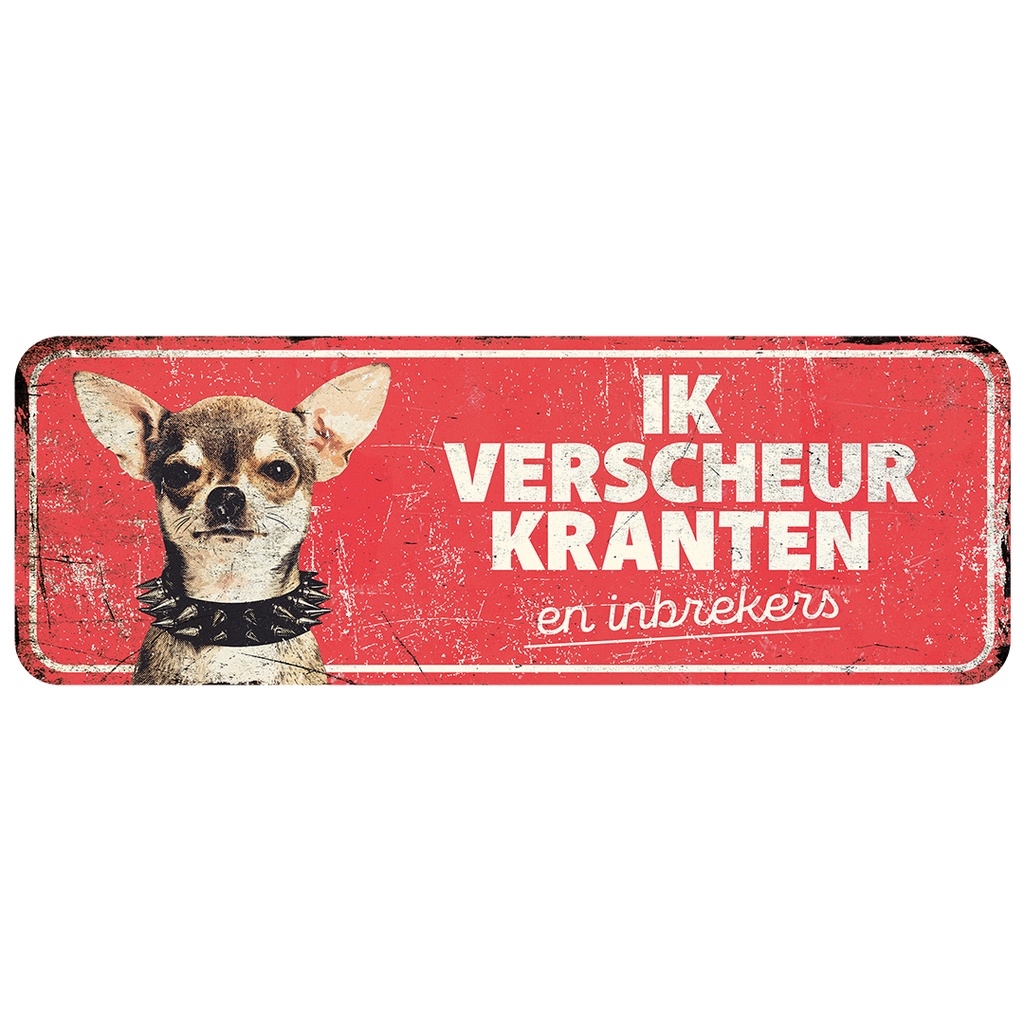 [BR_214459] Waarschuwingsbord chihuahua nl 40x13x0,3cm rood
