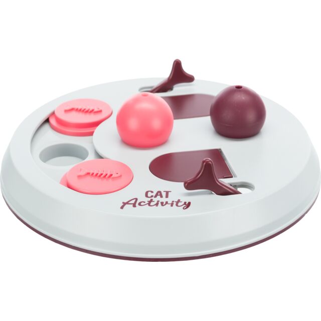 [BR_214656] Cat Activity Flip Board, ø 23 cm, lichtgrijs/bes/pink