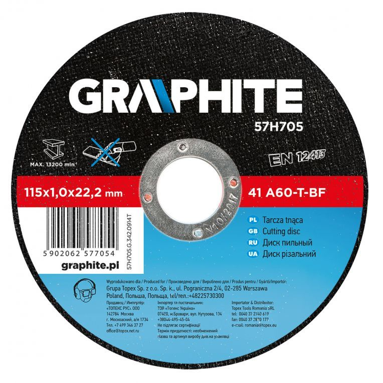 [57H705] Doorslijpschijf 115x22x1,0mm Metaal